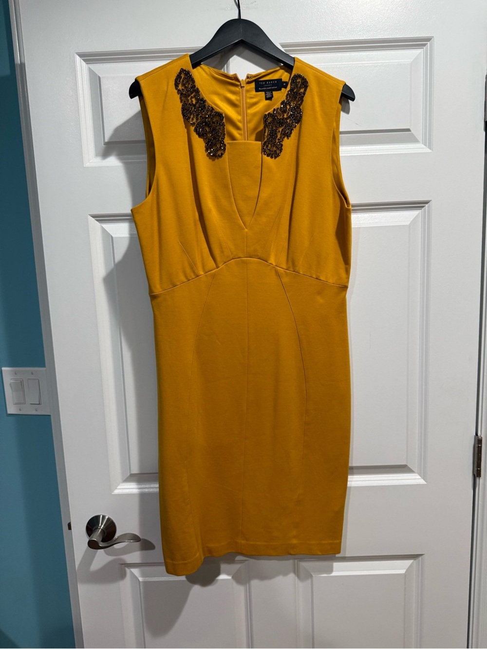 Ted Baker Mustard Edella Embellished Collar Dress I. mustard yellow Size 5